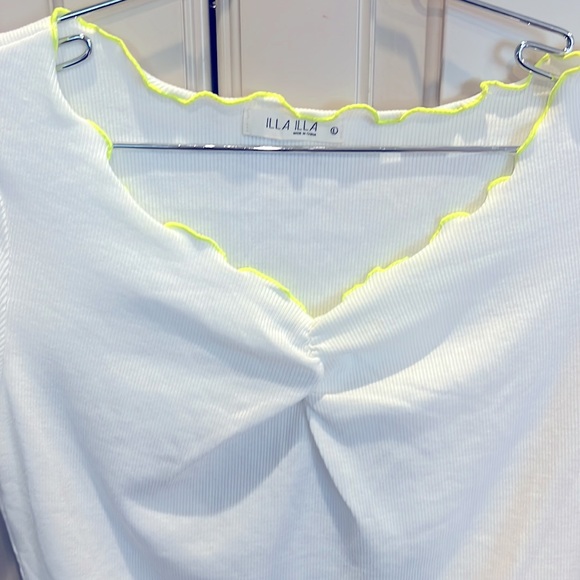 Illa Illa large white crop top with neon yellow - Picture 2 of 3